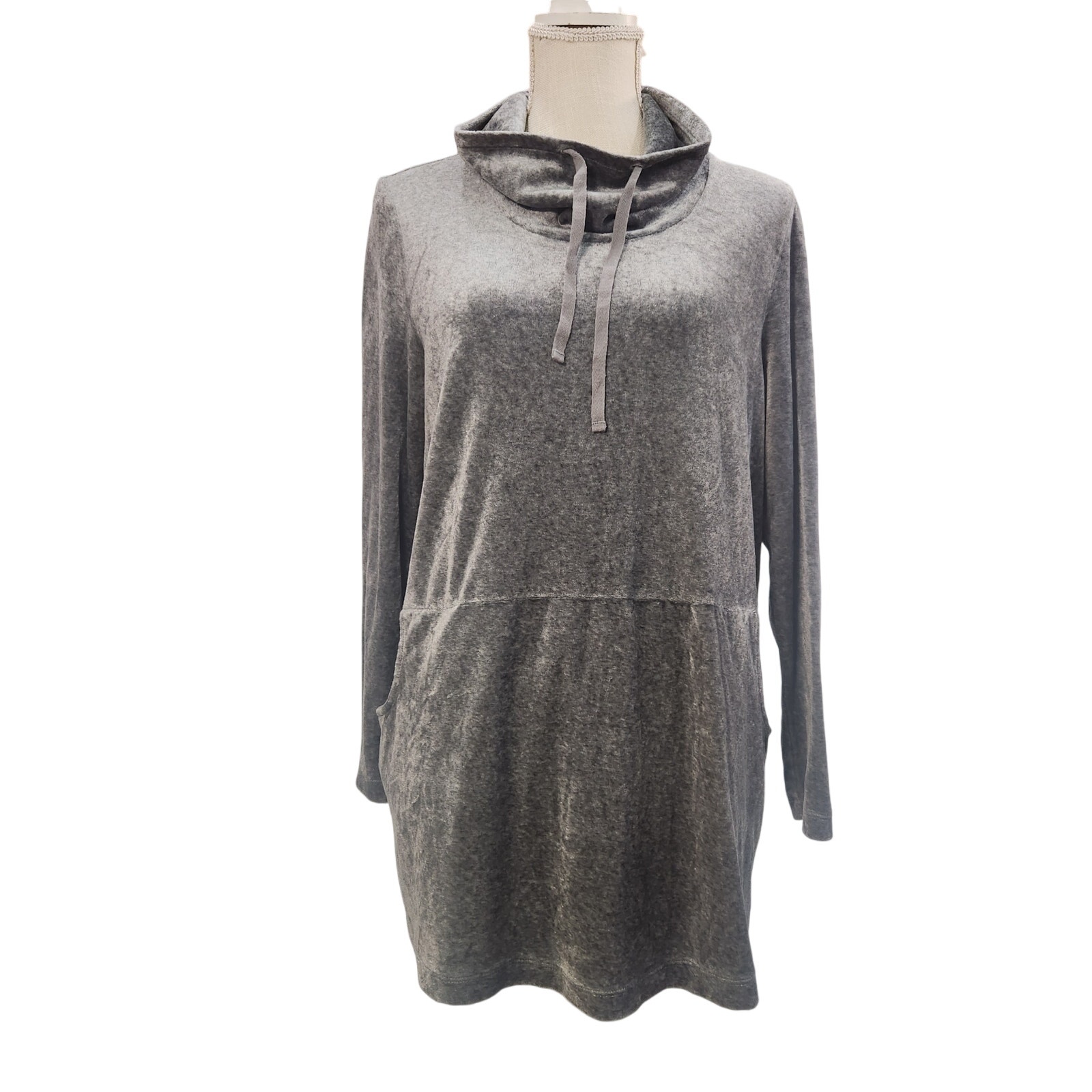 Womens Petite Large Velvet Gray Cowl Neck Pullover Sweater Purejill Pima Cotton